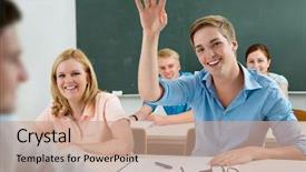  Presentation with classroom - Colorful theme enhanced with teaching reading - group of students while studying backdrop and a  colored foreground