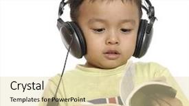  Presentation with music book - PPT theme consisting of teaching reading - nice child holding a book background and a  colored foreground