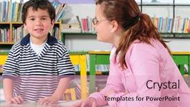  Presentation with teaching - Cool new presentation theme with teaching reading - teacher and student backdrop and a lemonade colored foreground