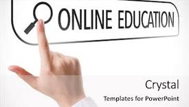  Presentation with search - Amazing PPT layouts having teaching simulation - online education written in search backdrop and a white colored foreground