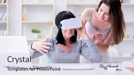  Presentation with virtual reality physical therapy - Amazing PPT layouts having teaching simulation - senior woman experiencing virtual reality backdrop and a lemonade colored foreground