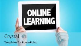  Presentation with simulation - Presentation theme having teaching simulation - tablet pc with text online background and a arctic colored foreground