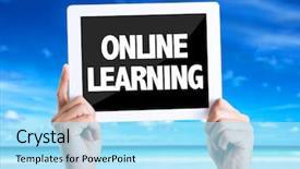  Presentation with simulation - Beautiful presentation featuring teaching simulation - tablet pc with text online backdrop and a arctic colored foreground