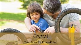  Presentation with bike - Amazing theme having teaching skills - close-up of father and son backdrop and a gold colored foreground