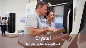  Presentation with cnc machine - Colorful presentation enhanced with teaching skills - engineer training female apprentice backdrop and a tawny brown colored foreground