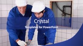  Presentation with work - Amazing slides having teaching skills - plumbers at work backdrop and a navy blue colored foreground