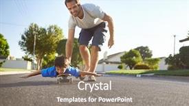  Presentation with teaching and learning - Presentation theme consisting of teaching skills - young boy learning to ride background and a gray colored foreground