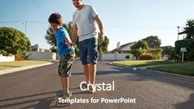  Presentation with learning - PPT theme featuring teaching skills - young boy learning to ride background and a gray colored foreground