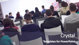  Presentation with speaker - Presentation design consisting of seminar engineering - speaker on education conference presentation background and a tawny brown colored foreground