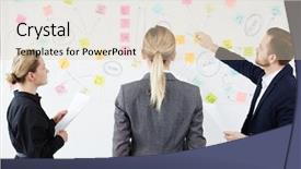  Presentation with colleague farewell - Cool new presentation design with teaching strategy - two businesswomen looking at whiteboard backdrop and a lemonade colored foreground