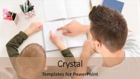  Presentation with homework - Cool new slides with teaching styles - father and son doing homework backdrop and a coral colored foreground
