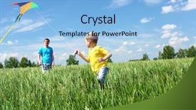  Presentation with kite - PPT theme with teaching styles - father with son in summer background and a light blue colored foreground