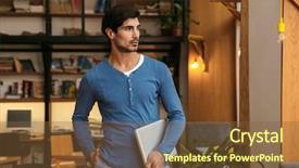  Presentation with laptop - Slide deck consisting of teaching styles - handsome young man carrying laptop background and a tawny brown colored foreground