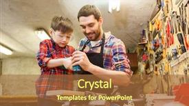  Presentation with family - Cool new presentation theme with teaching tool - family carpentry woodwork and people backdrop and a red colored foreground