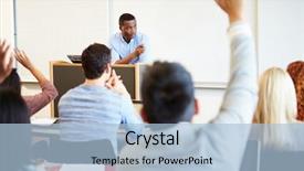  Presentation with student nurse teaching university - Amazing PPT theme having teaching university students in classroom backdrop and a light blue colored foreground