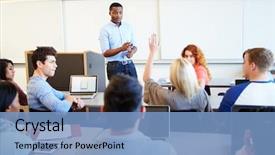  Presentation with student nurse teaching university - Colorful slides enhanced with teaching university students in classroom backdrop and a light blue colored foreground