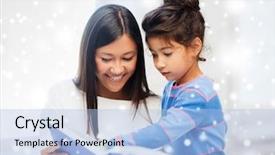  Presentation with childhood - Colorful PPT theme enhanced with teaching young children - childhood education family and people backdrop and a light blue colored foreground