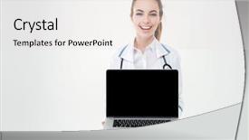  Presentation with laptop blank screen - Audience pleasing slide deck consisting of teachingnurses - cheerful pretty young woman doctor backdrop and a lemonade colored foreground
