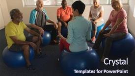  Presentation with training - Audience pleasing theme consisting of teachingnurses - front view of female trainer backdrop and a wine colored foreground