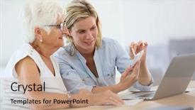  Presentation with elderly - Colorful slides enhanced with teachingnurses - homehelp with elderly woman using backdrop and a coral colored foreground