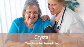  Presentation with machine learning - PPT theme consisting of teachingnurses - senior adult woman learning background and a coral colored foreground