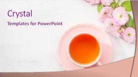  Presentation with cup of lemon tea - Cool new PPT theme with teacup - cup of tea and blossoming backdrop and a sky blue colored foreground