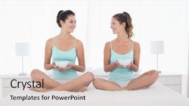  Presentation with teal - Presentation theme consisting of teal cross - full length of two smiling background and a  colored foreground