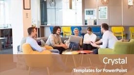  Presentation with young business people - Cool new presentation with team - group of a young business backdrop and a coral colored foreground