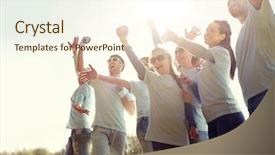  Presentation with charity - PPT theme having team - volunteering charity and people concept background and a cream colored foreground