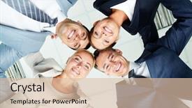  Presentation with faces - Amazing slide set having team achievement - faces of several successful partners backdrop and a  colored foreground