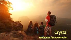  Presentation with climbing to top of mountain - PPT layouts featuring top of a mountain background and a wine colored foreground