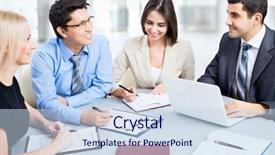  Presentation with meeting - Slide deck enhanced with team advisors - business people in a meeting background and a  colored foreground