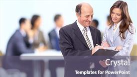  Presentation with three - Amazing slides having team advisors - image of three business people backdrop and a violet colored foreground