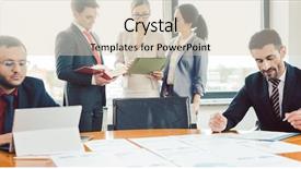  Presentation with employees working together - Audience pleasing slide set consisting of team advisors - very international consultants working backdrop and a  colored foreground