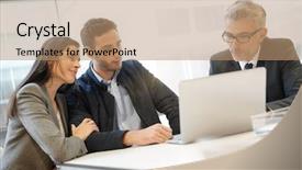  Presentation with dubai financial fintech - Slide deck with team advisors - young couple meeting financial advisor background and a coral colored foreground