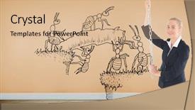  Presentation with ants - PPT theme with statues of boy and girl with colorful heart between them on wooden background with flowers valentines day concept with couple in love background and a tawny brown colored foreground