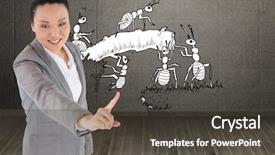  Presentation with ants - Audience pleasing slide set consisting of team ants - composite image of smiling asian backdrop and a dark gray colored foreground