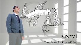  Presentation with ants - Audience pleasing PPT layouts consisting of team ants - composite image of smiling businessman backdrop and a light gray colored foreground