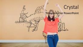  Presentation with ants - Slide set consisting of team ants - composite image of teenage laughing background and a coral colored foreground