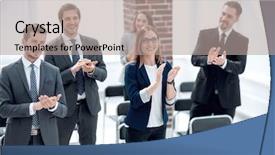  Presentation with congratulation winner - Beautiful slides featuring team applauds the conference winner backdrop and a  colored foreground