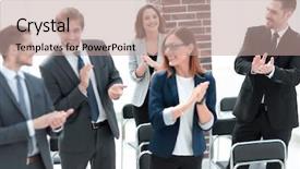  Presentation with winner - Beautiful PPT layouts featuring team applauds the conference winner backdrop and a  colored foreground