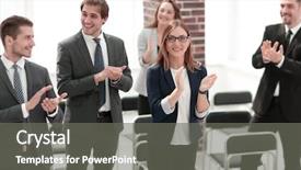  Presentation with award winner announcement - Beautiful PPT theme featuring team applauds the conference winner backdrop and a  colored foreground