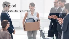  Presentation with team - Amazing slide deck having team applauds the new employee backdrop and a light gray colored foreground