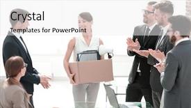  Presentation with employee - Presentation theme enhanced with team applauds the new employee background and a white colored foreground