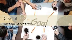  Presentation with poster - PPT theme enhanced with team-brainstorming-around-a-table background and a  colored foreground