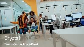  Presentation with building team - Presentation theme enhanced with team-building-and-office-fun background and a gray colored foreground