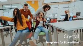  Presentation with building team - PPT theme consisting of team-building-and-office-fun background and a gray colored foreground