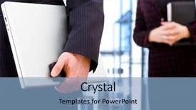  Presentation with hand holding puzzle piece - Presentation design enhanced with team building closing - close-up of hand of businessman background and a light blue colored foreground