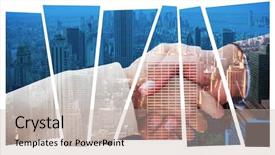  Presentation with shaking hands - Presentation theme featuring team building closing - close up on partners shaking background and a  colored foreground