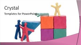  Presentation with building team - Presentation theme featuring team building closing - family on the construction background and a white colored foreground